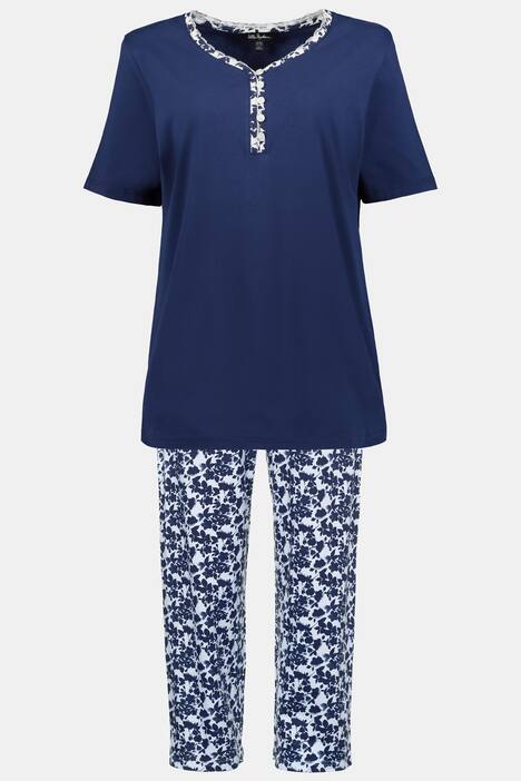 Pyjama, Blumenmuster, Tunikaausschnitt, bis Gr. 66/68