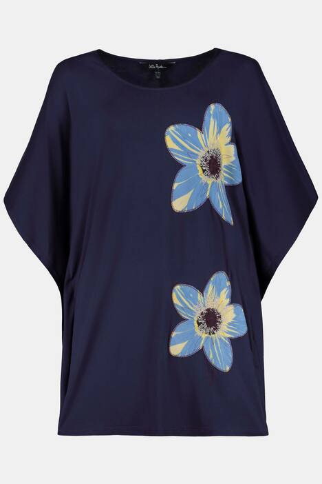 Tunikakleid, Blütenmotiv, Kaftanform, Stickerei