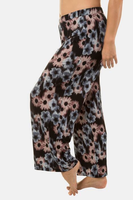Marlenehose, Blumenmuster, weites Bein, Elastikbund