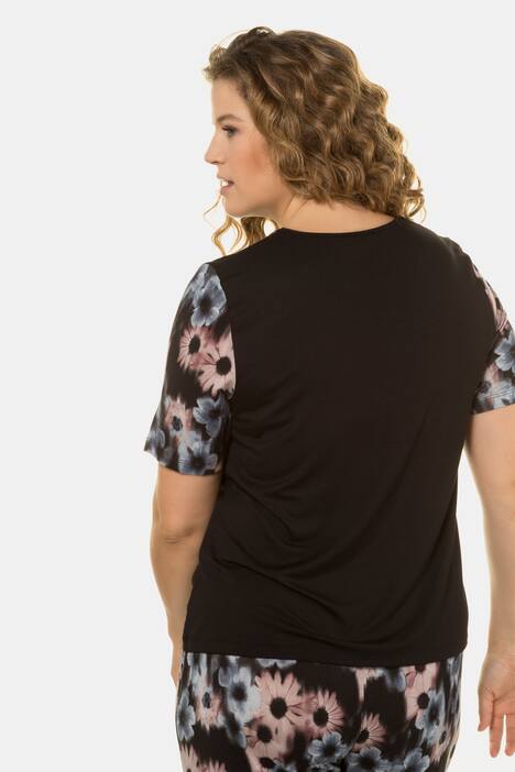 Homewear-Shirt, Blumenärmel, Ripsband