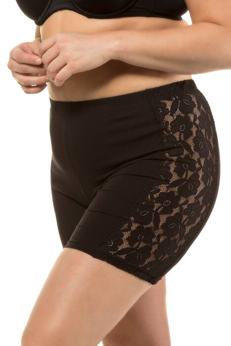Lace Inset Short Style Stretch Cotton Panties
