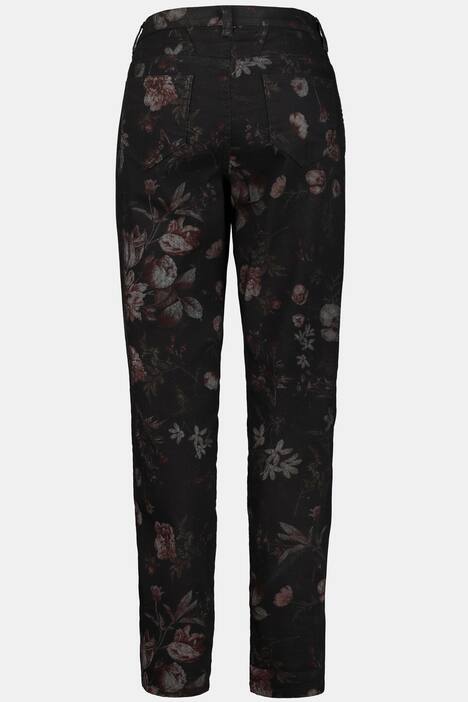 Hose Julia, Blütenmuster, schmales Bein, Used-Look