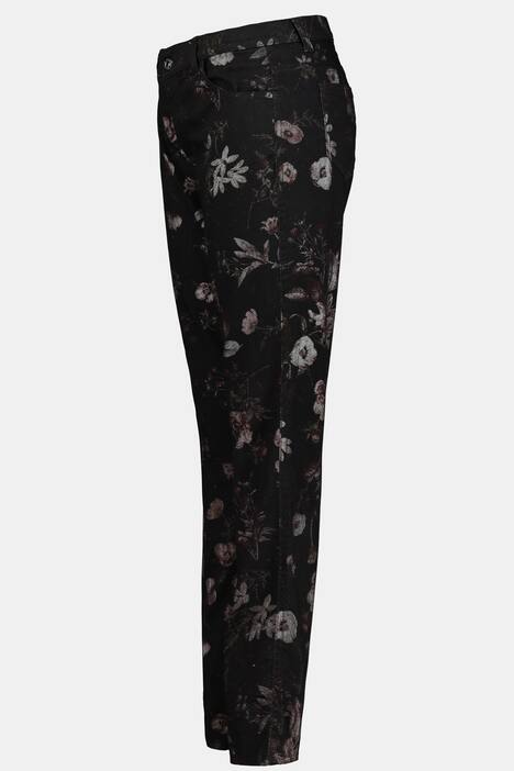Hose Julia, Blütenmuster, schmales Bein, Used-Look