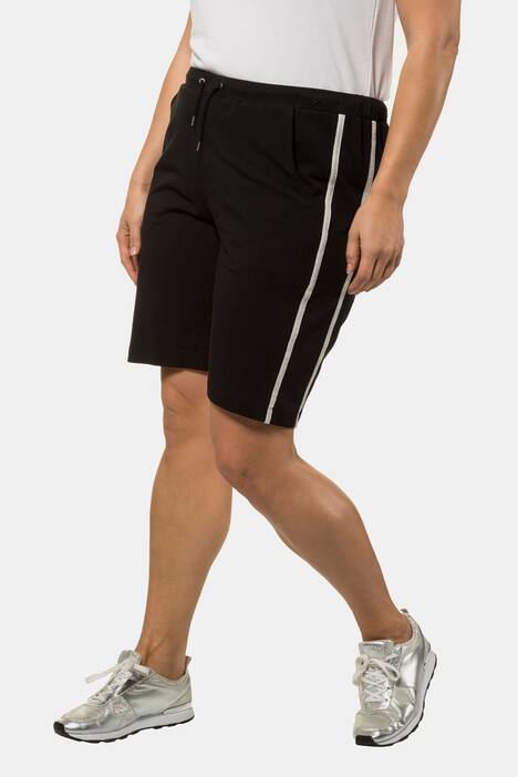 Metallic Pineapple Print Side Stripe Stretch Shorts