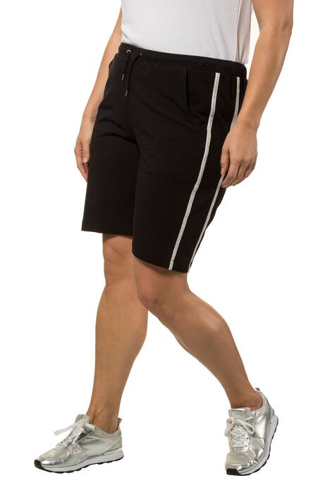Metallic Pineapple Print Side Stripe Stretch Shorts