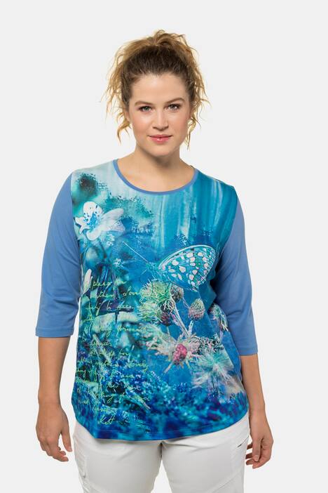 T-Shirt, Schmetterlings-Motiv, Classic, Elasthan