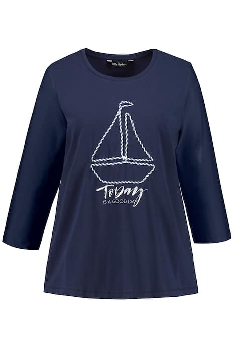 Sailboat Applique Ribbon Cotton Knit Tee