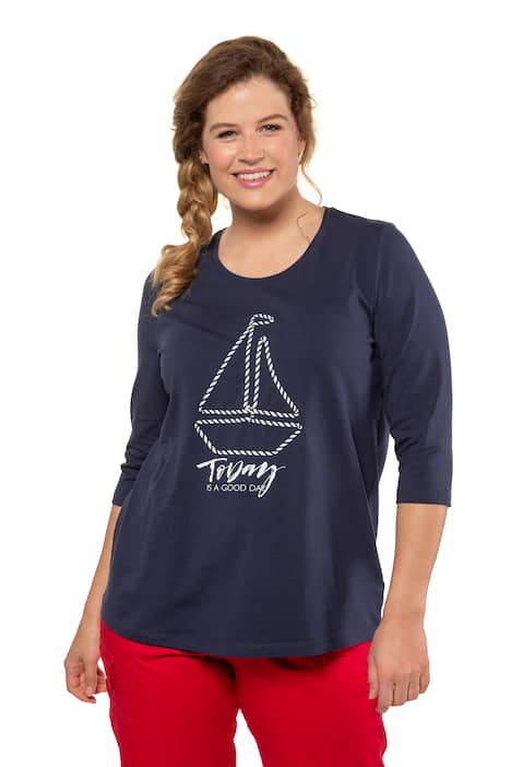 Sailboat Applique Ribbon Cotton Knit Tee