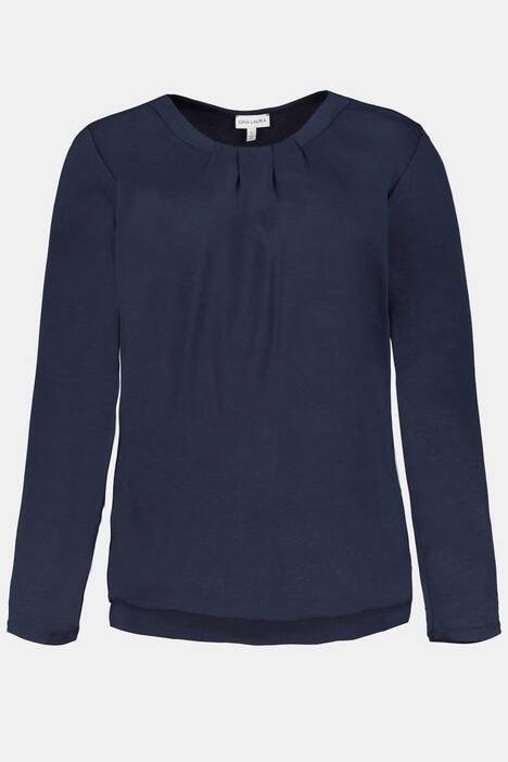 Shirt, Zierfalten, elastischer Saum, Langarm