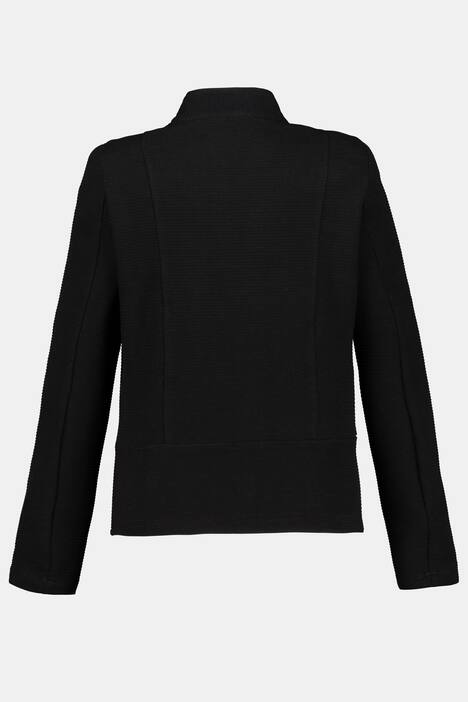 Blazer, Strukturjacquard, kurze Form, Lederoptikdetails