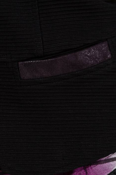 Blazer, Strukturjacquard, kurze Form, Lederoptikdetails
