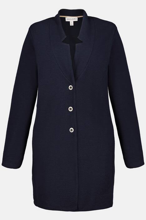 Longjacke, Jacquard-Streifen, Stehkragen