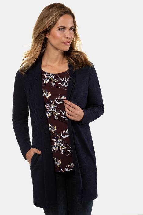 Longjacke, Jacquard-Streifen, Stehkragen