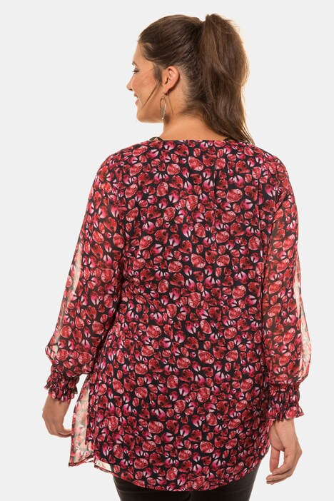 Chiffon Print Asymmetric Layered Tunic