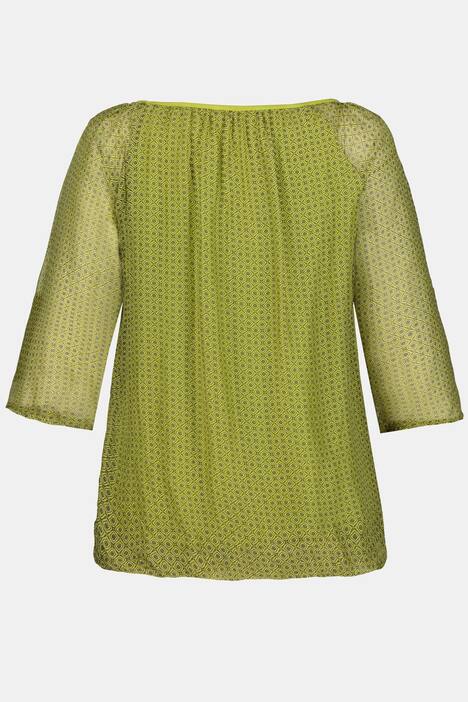 Seidenbluse, Jerseyfutter, Elastiksaum, 3/4-Ärmel