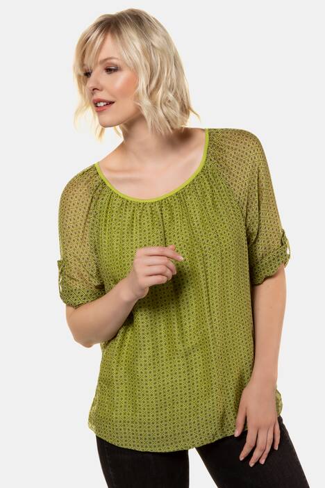 Seidenbluse, Jerseyfutter, Elastiksaum, 3/4-Ärmel