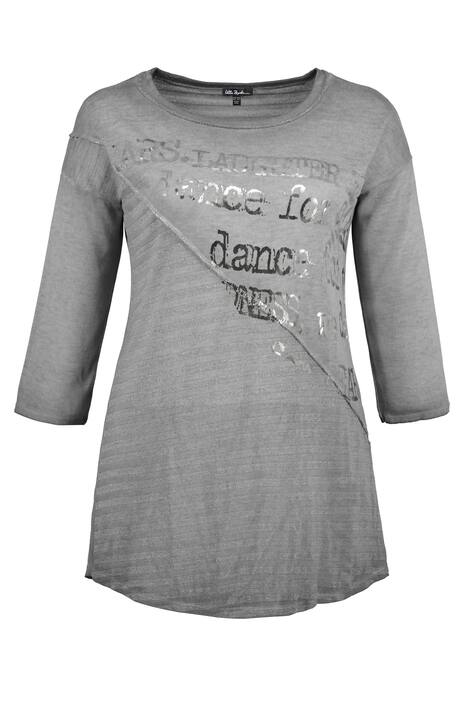 Pulli, Metallic-Streifenmix, Glanzschrift, 3/4-Ärmel