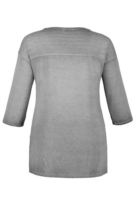 Pulli, Metallic-Streifenmix, Glanzschrift, 3/4-Ärmel