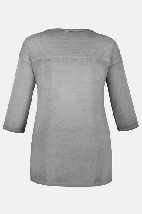 Pulli, Metallic-Streifenmix, Glanzschrift, 3/4-Ärmel