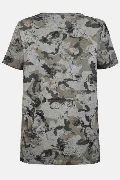 V-Shirt, Blüten-Camouflage, Halbarm