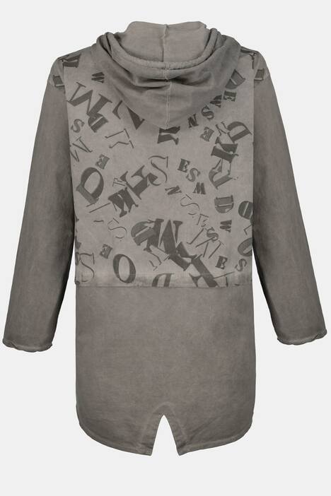 Sweatjacke, teils gemustert, Oversized, Kapuze
