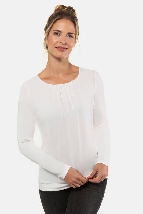 Chiffon-Shirt, Büste unterlegt, Zierfalten, Elastiksaum