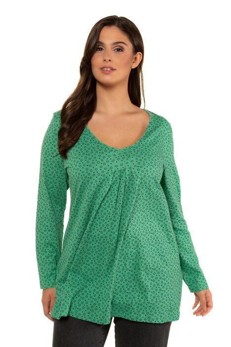 Mini Star Print V-Neck A-line Fit Cotton Knit Tee