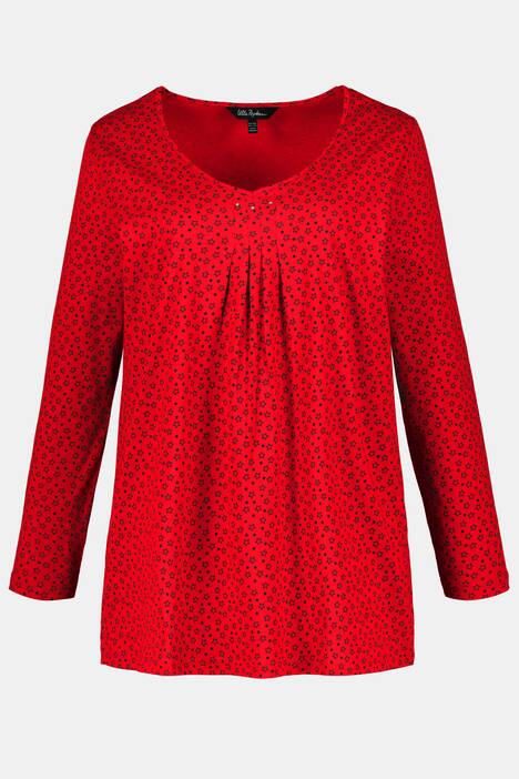 V-Shirt, Sternenmuster, Glitzersteinchen, Langarm