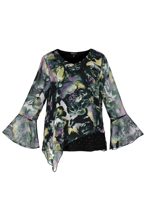 Blouse, chiffon layer, wide sleeves
