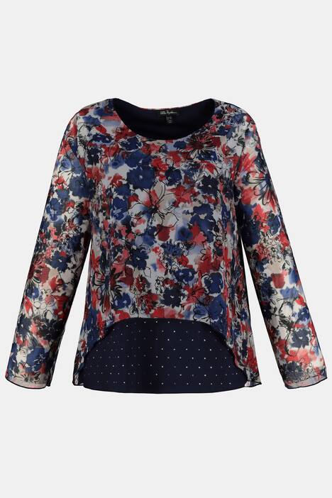 Bluse, Blütenchiffon, Jerseytop, Ziersteine