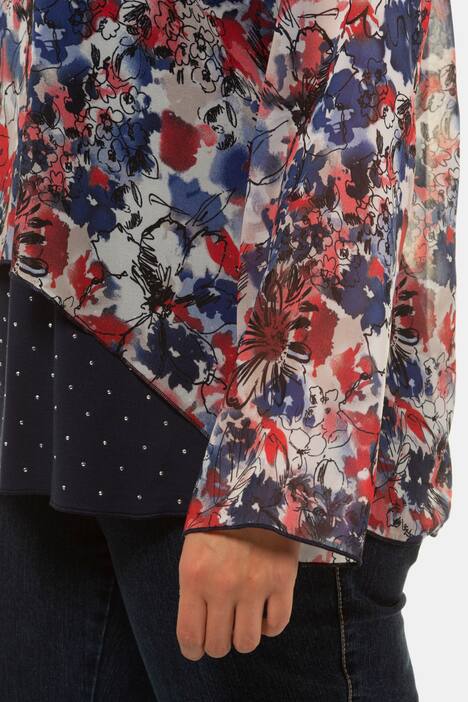 Bluse, Blütenchiffon, Jerseytop, Ziersteine