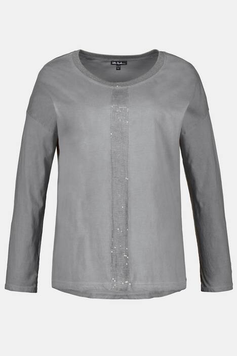 Shirt, Paillettenstreifen, Oversized, Schriftmotiv