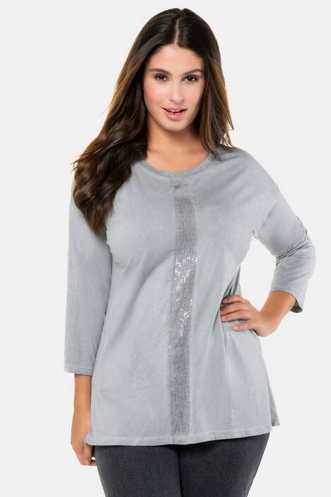Shirt, Paillettenstreifen, Oversized, Schriftmotiv