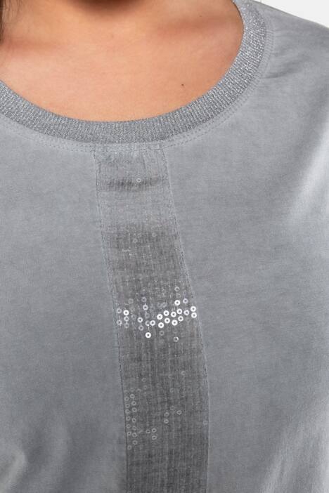 Shirt, Paillettenstreifen, Oversized, Schriftmotiv