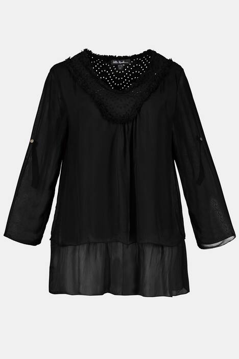 Seidenbluse, Spitze, Jerseytop, Krempelriegel, 3/4-Arm