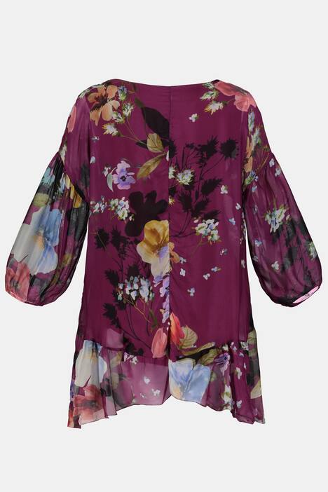 Seidenkleid, Blütenmuster, Oversized, Jerseytop