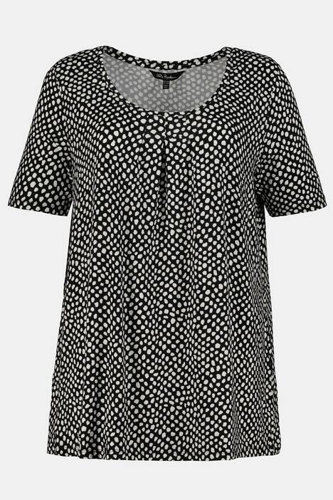 Shirt, gepunktet, Zierfalten, Halbarm