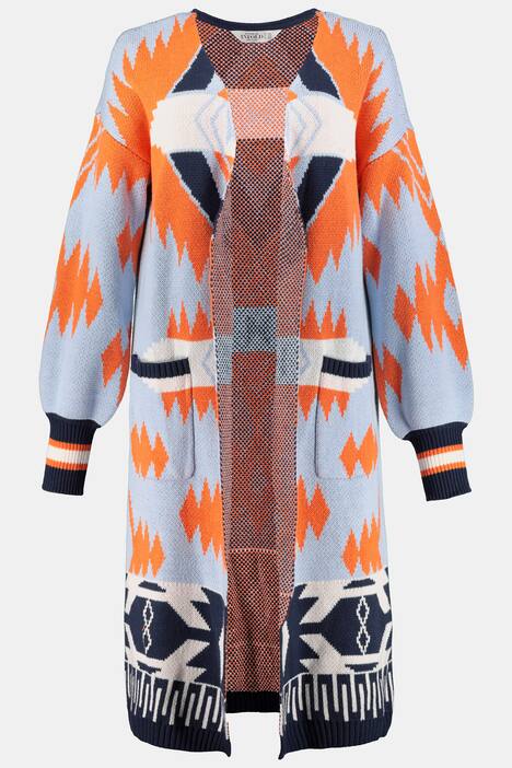 Strickjacke, extra lang, Grafikdesign, Langarm