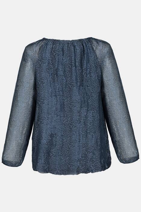 Seidenbluse, Animalmuster, Raffung, Jerseytop