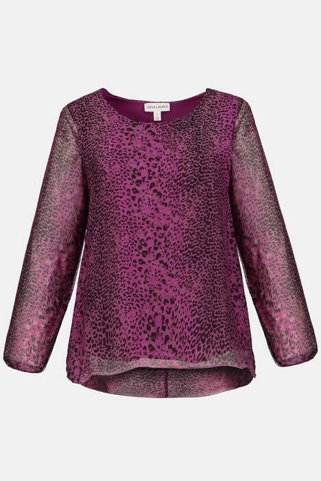 Seidenbluse, Animalmuster, Elastiksaum, Jerseytop