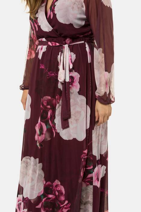 Abendkleid, geblümter Mesh, blickdicht, Langarm