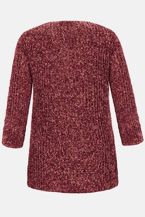 Cardigan, Chenille, offene Form, Langarm