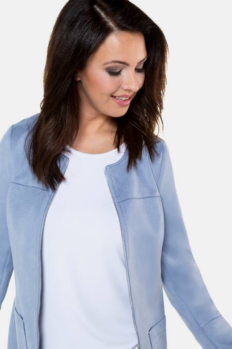 Jacke, Wildlederoptik, 2-Wege-Zipper, Teilungsnähte