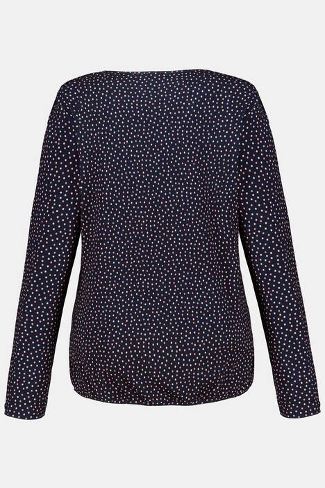 Shirt, gepunktet, Zierfalten, elastischer Saum, Jersey