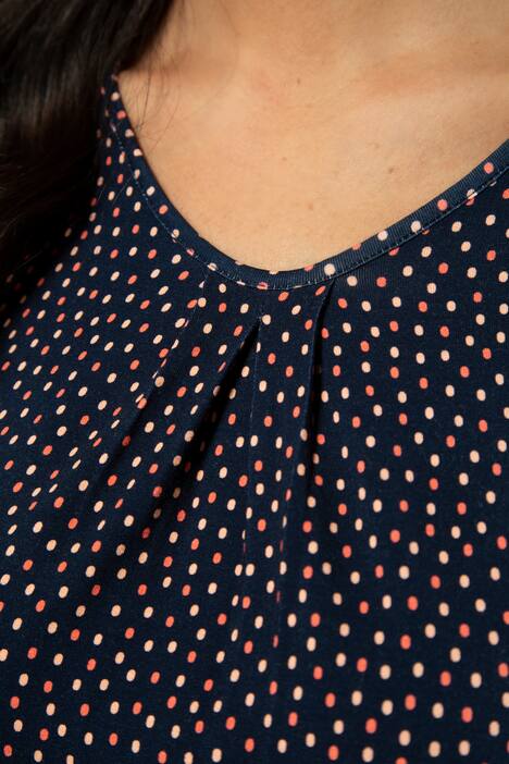 Shirt, gepunktet, Zierfalten, elastischer Saum, Jersey