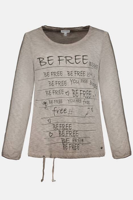 Shirt, Schriftmotiv, Saum-Bindeband