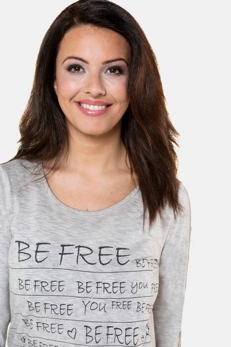 Shirt, Schriftmotiv, Saum-Bindeband