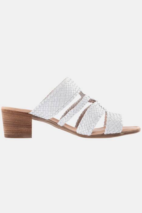 Pantoletten, geflochtenes Leder, Weite H