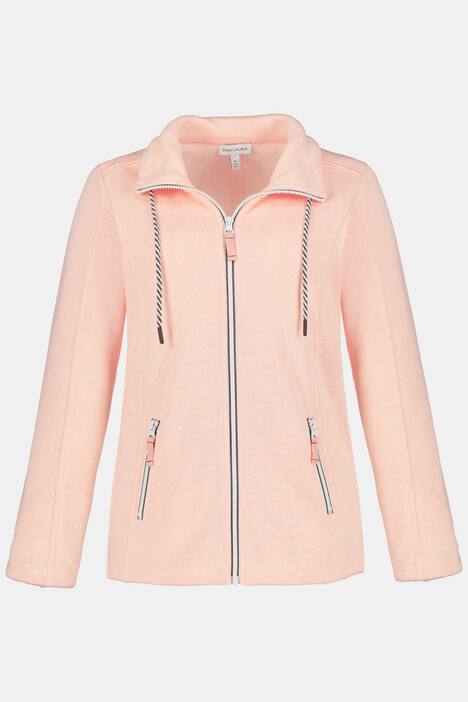 Jacke, Strickfleece, Stehkragen, Bindeband