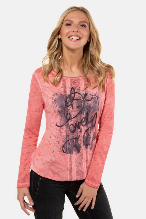 Shirt, Glitzer-Motiv, Elastiksaum, Ausbrennerjersey